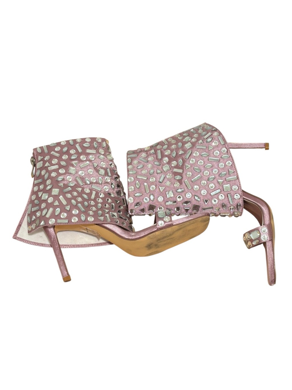 Jennifer Lopez Rose Pink Crystal-Ankle Stiletto Sandals Super Cute Size 7 - Picture 8 of 12
